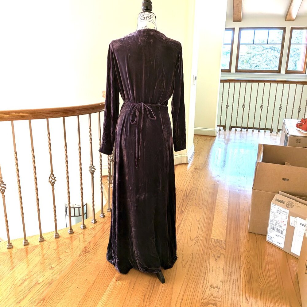 Vintage 80's Dusty Purple Silk Velvet Robe _ Feels like Luxury - Picture 4 of 7